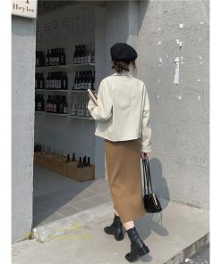 スカート | ニットタイトストレッチスリット入れロング丈 ミモレ丈 ハイウエスト 秋冬 ウエストゴム 美シルエット 楽チン