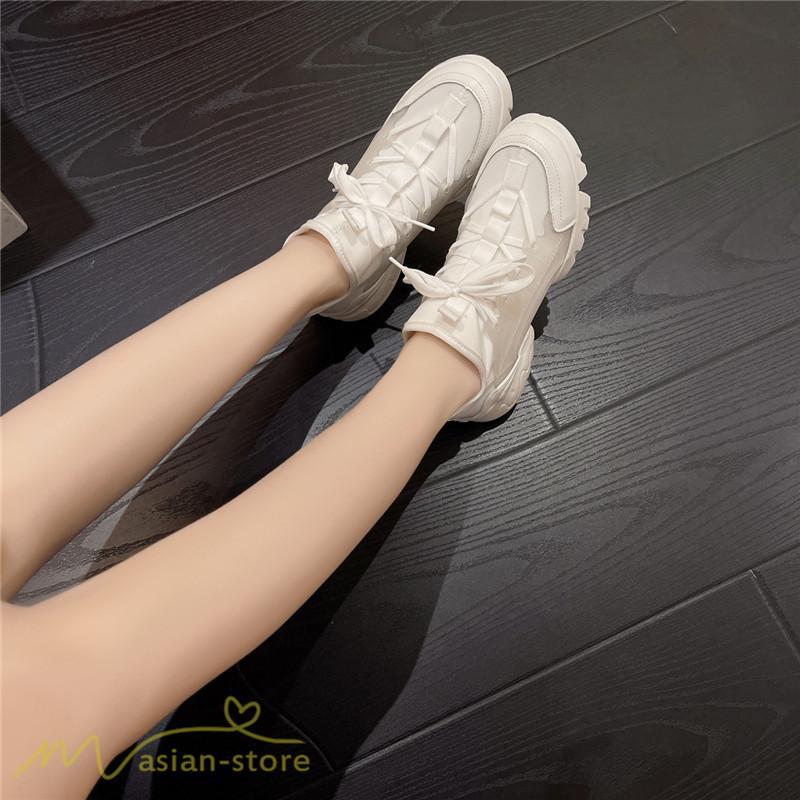 スニーカー | インソール レディース ダッドスポーツシューズ 靴 厚底 レースアップ 無地 履きやすい ハイカット 可愛い 脚長効果 歩きやすい 新作