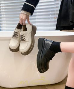 ローファー | レディース 厚底シューズ  JK パンプス 太めヒール 靴ひも 黒 女子靴 オシャレ 通学 コンフォート 通勤 10代20代30代40代 送料無料