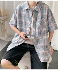 シャツ | ライトアウター 半袖 メンズ 男性着 ポケット おしゃれ 半袖ゆったり ワイド日常感 チェック柄 人気 XXXXL 着回し 上品 大きいサイズ おしゃれ