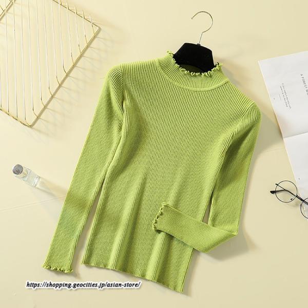 ニット・セーター | カットソー ニット レディース リブニット 長袖 秋冬 春 トップス スリム ストレッチ インナー 無地 着痩せ 通学通勤 長袖カットソー プルオーバー 長袖ニット