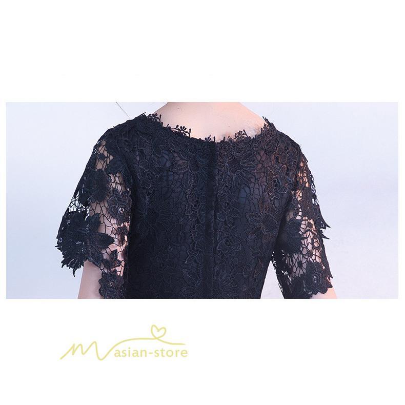 大人 | パーティードレス ドレス 刺繍 切り替え 上品 膝丈ワンピース 半袖 エレガント 二次会 結婚式 お呼ばれドレス 披露宴 黒+カーキ 卒業式 フレアワンピース ママ