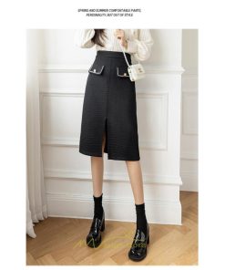 スカート | ロング丈 ミモレ丈 ハイウエスト Aライン レディース エレガント レトロ風 着痩せ 秋冬 スリット 女子会 ビジネス 通勤 OL フォーマル 就活　