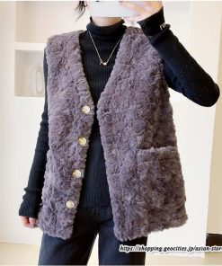 ベスト | ファーレディース 秋冬 アウター ジレ 羽織り 前開き ボタン カーディガン フェイクファー コーデ 袖なし ノーカラー ファーアウター 送料無料