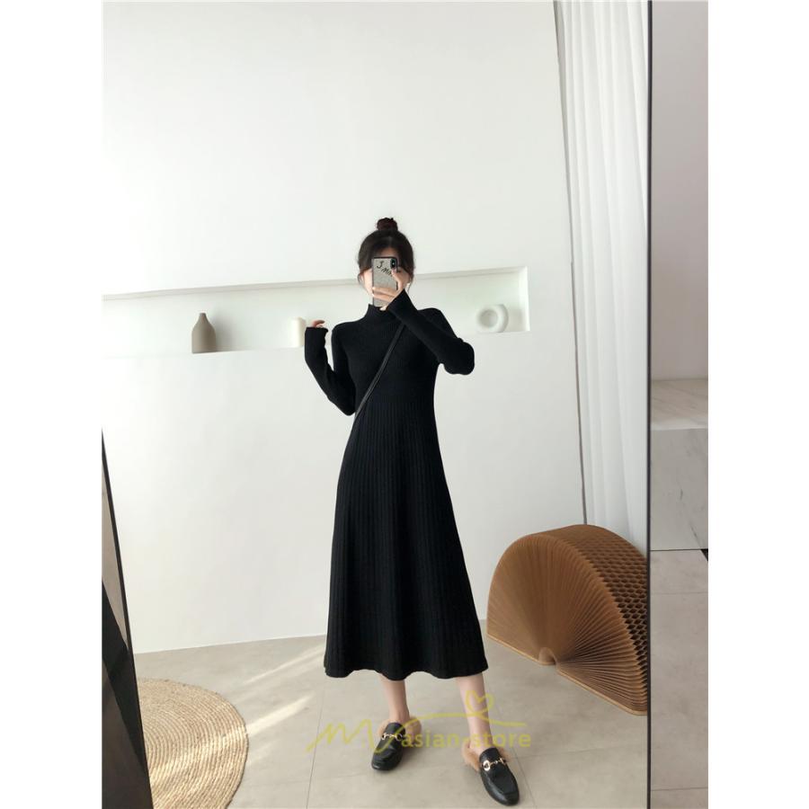 ニットワンピース | ワンピース 春 春服 レディース 長袖 ゆったり 秋 冬 ロング丈無地 20代30代40代50代 可愛い お出かけ 着痩せ 大人 通勤