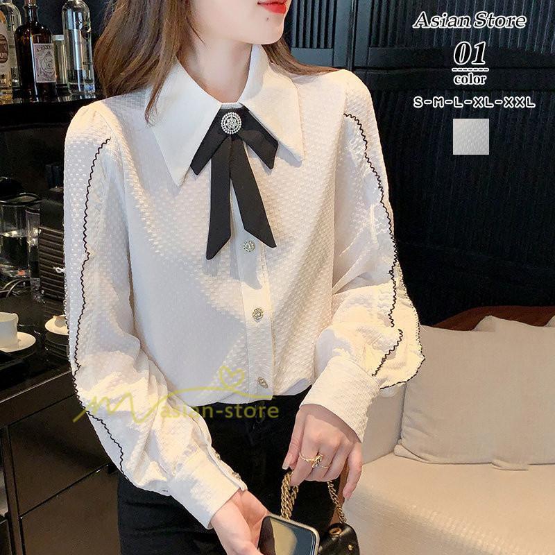 シャツ・ブラウス | スカーフタイシャツ トップス シャツ シャツ ブラウス レディース カジュアル フェミニン 春 秋 冬 きれいめ 着痩せ 韓国ファッション 20代30代40代 夏物 上品