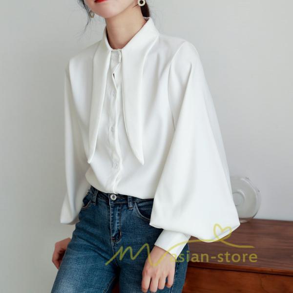 在庫ある | 短納期シフォンブラウスレディース パフスリーブシャツ ビジネスブラウストップス オフィスフォーマルシャツブラウス 薄手 春夏衣装 通学通勤 着痩せ OL 無地