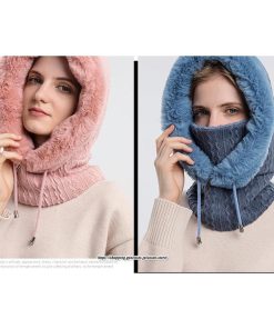 レディース | ニット帽子 冬用マスク かわいい 帽子付き ポア付き ネックウォーマー 秋冬 防風 防寒 スノーボード ウェア  防寒対策 冬 耳カバー 2022新作 あったか