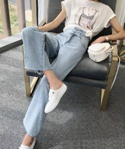デニム | パンツ ハイウエスト ジーパン ワイドパンツ 薄手 ストレート レディース 切りっぱなし 春夏