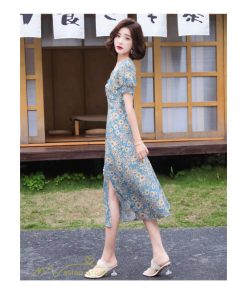 マキシ | ワンピース レディース 着痩せ Vネック カジュアル 花柄 サマーワンピース きれいめ 裾口スリット 日常感 Vネック 膝丈 夏新作 40代 きれいめ 半袖 30代 20代