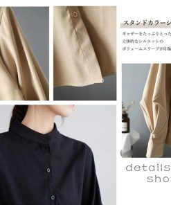シャツ・ブラウス | フォーマル バルーン袖 スタンドカラー 無地 長袖チュニックシャツ おしゃれ 着やせ ハンドカラー レディース ブラウス トップス