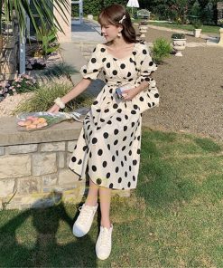 マキシ | ワンピース レディース チュニック 半袖 楽ちん 大きいサイズ 体型カバー ドット柄 カジュアル お出かけ ファッション 着痩せ 20代30代40代 エレガント 夏物