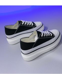 スニーカー | 厚底シューズ キャンバス厚底レディース レースアップ ラウンドトゥ 滑り止めソール ウォーキングシューズ スニーカー スポーツ