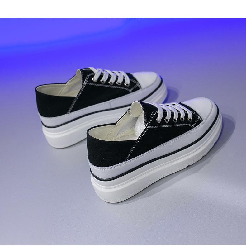 スニーカー | 厚底シューズ キャンバス厚底レディース レースアップ ラウンドトゥ 滑り止めソール ウォーキングシューズ スニーカー スポーツ