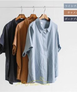 シャツ・ブラウス | ブラウス トップス 半袖 レディース 韓国風 2022新作 体型カバー シャツ 20代 30代 40代 50代 60代 大人 無地 可愛い ゆったり 夏 春 夏服 おしゃれ