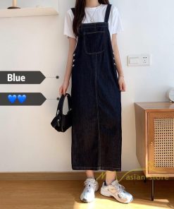 オーバーオール サロペット | レディース レディス ボトムス ジャンバースカート サロペット ロング丈 無地 20代30代40代 ワンピース デニムワンピース 体型カバー 2021 ゆったり ロング