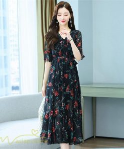 ミディアム | ワンピース レディース ひざ下丈 カジュアル おしゃれ 夏新作 上品 ミディアムワンピース 花柄 大きいサイズ 上品 エレガント 気質 30代 お出かけ 40代 20代