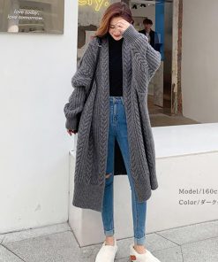ニット・セーター | ロング丈 ケーブル編みカーデ 体型カバー 秋冬 韓国風 厚手 ニットカーディガン レディース コーディガン ライトアウター