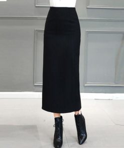 在庫ある | 短納期ロングタイトスカート ハイウエスト ロングスカート ビジネススカート ラシャスカート スリットセクシースカート エレガント フェミニン 後ろファスナー