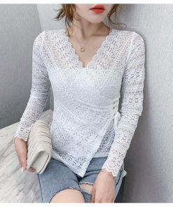 ｔシャツ・カットソー | ブラウス レース トップス Vネック 総レース 長袖 総花柄 レディース オフィス カットソー 透け感 エレガント 大人 重ね着 インナー きれいめ セクシー 春秋