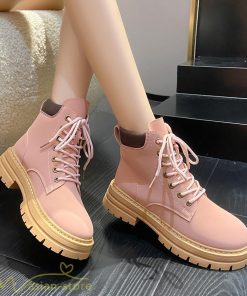 ショートブーツ | レディース ブーティー 太ヒール ブーツ ショートヒール カジュアル レースアップ コスプレ靴 厚底 歩きやすい ローヒール靴 編み上げブーツ