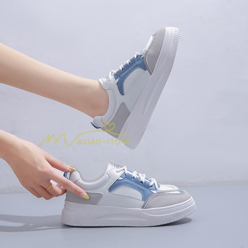 スニーカー | スニーカー レディース レディースシューズ ローカット 靴 フラットシューズ ぺたんこ ウォーキングシューズ Pu革 厚底靴 歩きやすい 厚底スニーカー 美脚
