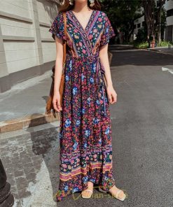 マキシ | ワンピース レディース ワンピ ロングワンピ ロング コットン ゆったり 夏 リゾート サマードレス かわいい 大人 Vネック オトナ 着痩せ レトロ 個性的