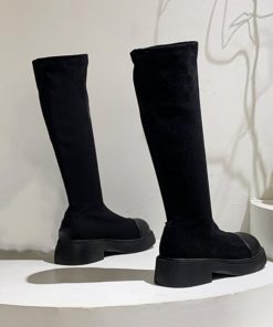 ニーハイブーツ | ロングブーツ ラウンドトゥ 厚底ブーツ