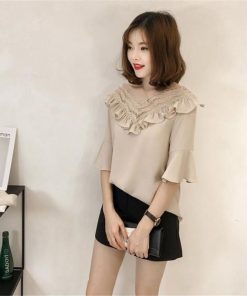 シャツ・ブラウス | 夏ブラウス 五分袖 フレアスリーブ ベージュ 可愛い 30代40代 レディースシャツ 夏服