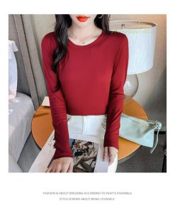 ｔシャツ・カットソー | インナーシャツ レディース ニット 長袖Tシャツ アンダーウェア スリム 肌着 女性用 トップス 長袖 無地 シンプル カジュアル 女性 ストレッチ トップス 2021