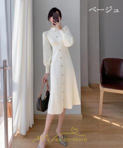 ニットワンピース | ロングワンピース ワンピース レディース ロング丈 秋 冬 ハイネック 長袖 体型カバー 秋冬 上品 OL 50代 30代 40代 通勤