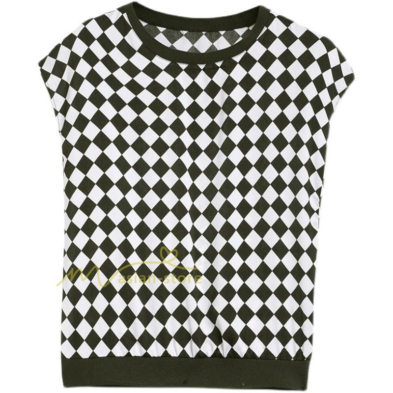 tシャツ・カットソー | Tシャツ トップス レディース 白トップス 40代 春夏 上品 半袖Tシャツ ブラウス カジュアル 韓国風 通勤 50代 ゆったりTシャツ カットソー 30代 チェック柄 OL