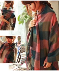 マフラー | ストール マフラー ロング スカーフ 秋冬 チェック柄 大判 ニット