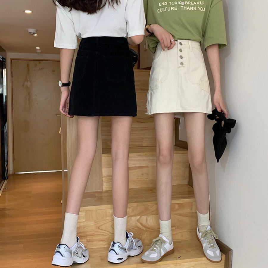 タイトスカート | ハイウエスト デニムスカート 着やせ レディース 韓国風 ミニスカート カジュアル 台形スカート おしゃれ【ネコ