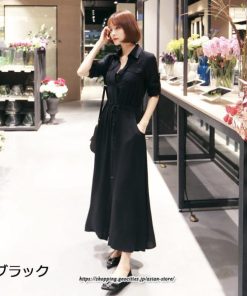 マキシ | 冬新作 ワンピース レディース ロング シャツワンピース 膝丈 婦人服 無地 大きいサイズ 長 可愛い ロングワンピース おしゃれ