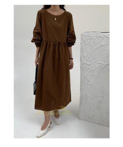 マキシ | ワンピース レディース 40代 50代 長袖 きれいめ ゆったり ロング丈 マキシ丈 体型カバー 無地 着痩せ 30代 カジュアル 通勤通学 夏物 お出かけ シンプル 上品