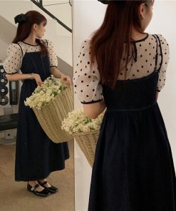 マキシ | デニムワンピース キャミソールワンピース ロングワンピース キャミワンピース レディース ワンピ 後ろゴム・キャザーデザイン 30代40代50代 可愛い 大人