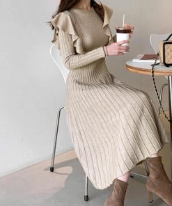 ワンピース | ショルダーフリルニットワンピース新作