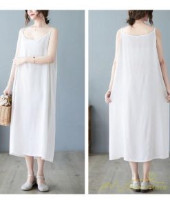 マキシ | キャミワンピ レディース 透け防止 インナーワンピース ミモレ丈 キャミソールワンピース 8色 綿 大きめ 40代50代 無地 ゆったり 20代30代 フェミニン