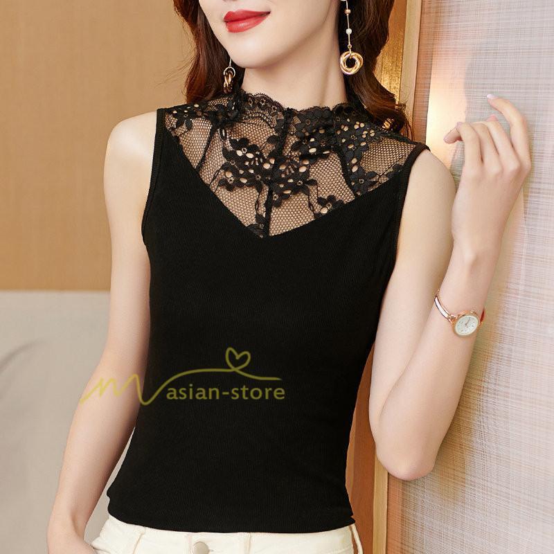 キャミソール タンクトップ | タンクトップ レディース おしゃれ 夏 ノースリーブ カットソー レース付き 20代30代40代50代 ママ インナー カジュアル カシュクール お出かけ 快適 着痩せ
