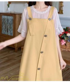 ミディアム | ワンピース レディース 重ね着風 夏物 半袖 フレア シンプル かわいい 20代 30代 大きいサイズ 夏 ゆったり 膝丈 体型カバー カジュアルワンピース おしゃれ