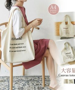 トートバッグ | ロゴキャンバスバッグ ホワイト 布 帆布 可愛い レディースa4キャンバス大容量 軽量 エコバッグ