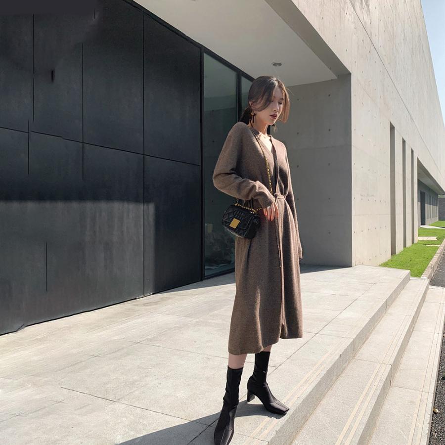 ワンピース | キーネック 大人 おしゃれ ロングワンピ 秋冬 シンプル 上品 ニットレディース セーター暖かい