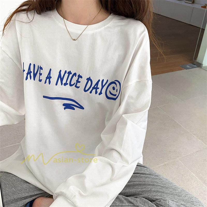 tシャツ・カットソー | カットソー レディース 長袖 春 Tシャツ レディース ゆったり ラウンドカット トップス 丸首 韓国ファッション 通勤通学 20代30代40代50代 カジュアル 夏物 快適