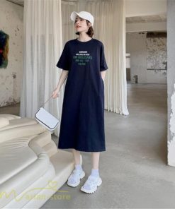 マキシ | ワンピース レディース Tシャツワンピース カットソー ロングTシャツ 夏新作 英字 半袖ワンピ ロングワンピ 大きいサイズ 体型カバー サマー 裾口スリット 夏物