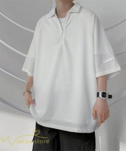 Tシャツ | ポロシャツ メンズ シャツ トップス 半袖 無地 シンプル カジュアル 夏新作 大きいサイズ 黒 白 ゆったり サマーシャツ ファスナー 大きいサイズ 体型カバー
