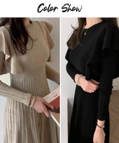 ワンピース | ショルダーフリルニットワンピース新作