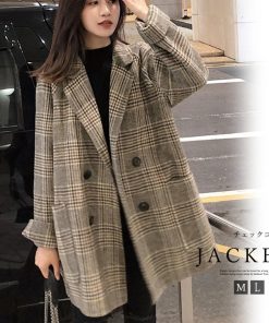 トレンチコート | レディース ラシャコート 暖かいアウター ゆったり テーラードジャケット冬物 通勤通学 グレンチェック 中綿入り チェックコート