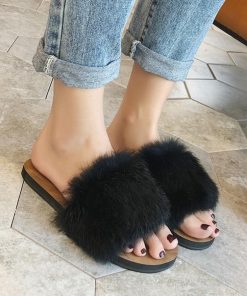 サンダル | ファーレディースミュール ぺたんこ スリッパ 韓国