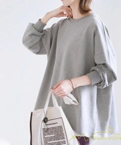 ｔシャツ・カットソー | ボーダー＆無地ビッグプルオーバー レディース トップス Tシャツ オーバーサイズ トレーナー 長袖 可愛い 20代30代40代 シンプル ゆったり ロングＴ